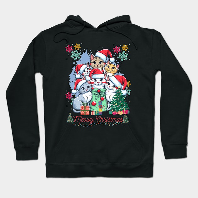 Merry Cristmas with red black cat Hoodie by tee-sailor